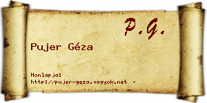 Pujer Géza névjegykártya